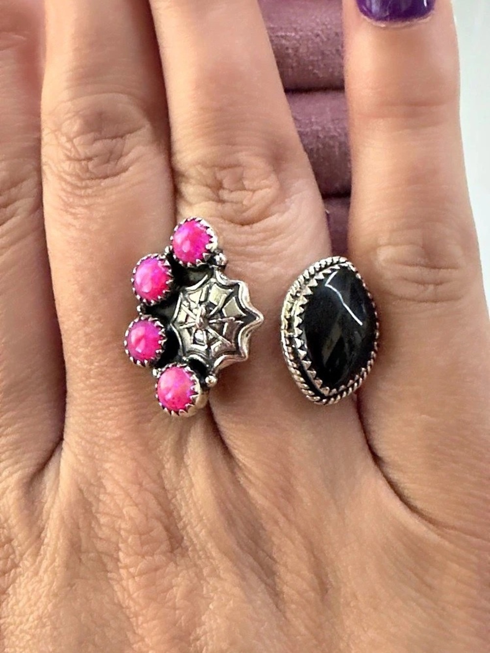 Halloween Pink & Black 🕸️🖤💗 floater Ring Krush Kandy adjustable.